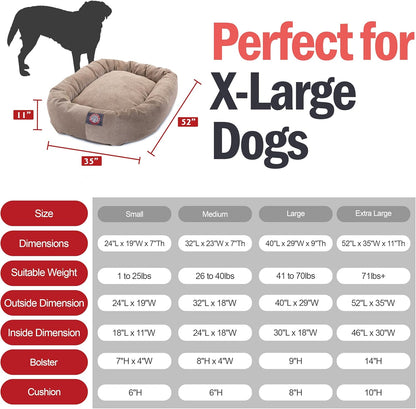 Majestic Pet 52 Inch Micro Velvet Calming Dog Bed Washable 52x35x11 (inch) – Cozy Soft Round Donut