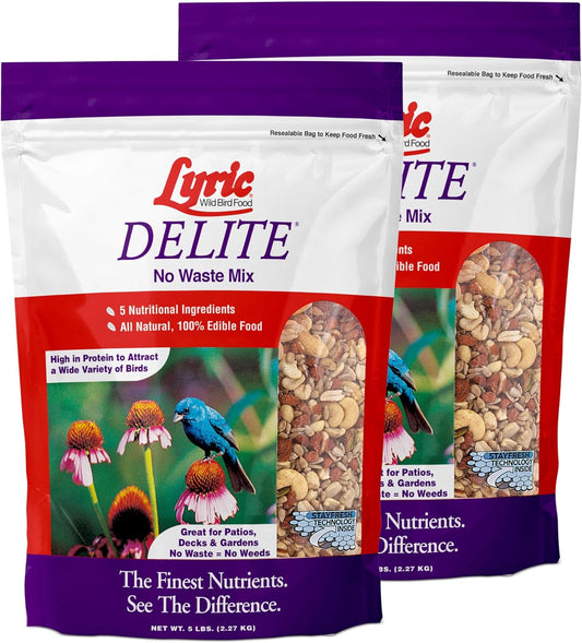 Lyric Delite Wild Bird Seed for Outside Feeders - No Waste Bird Food, Nuts & Seeds Mix, Attracts