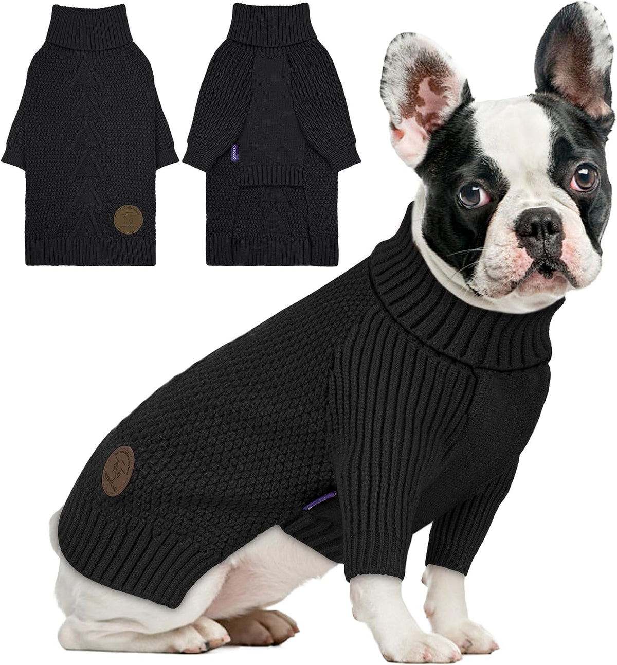 cyeollo Fleece Dog Sweaters for Medium Dogs Male, Stretchy Warm Turtleneck Doggy Clothes for Fall