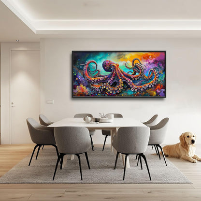 Quorin Octopus Large Wall Art Abstract Colorful Octopus Pictures Sea Ocean Animal Wall Decor Canvas