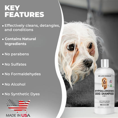 Hypoallergenic Dog Shampoo, Conditioner, and Detangler | Made in USA | Eco-Friendly Ingredients |