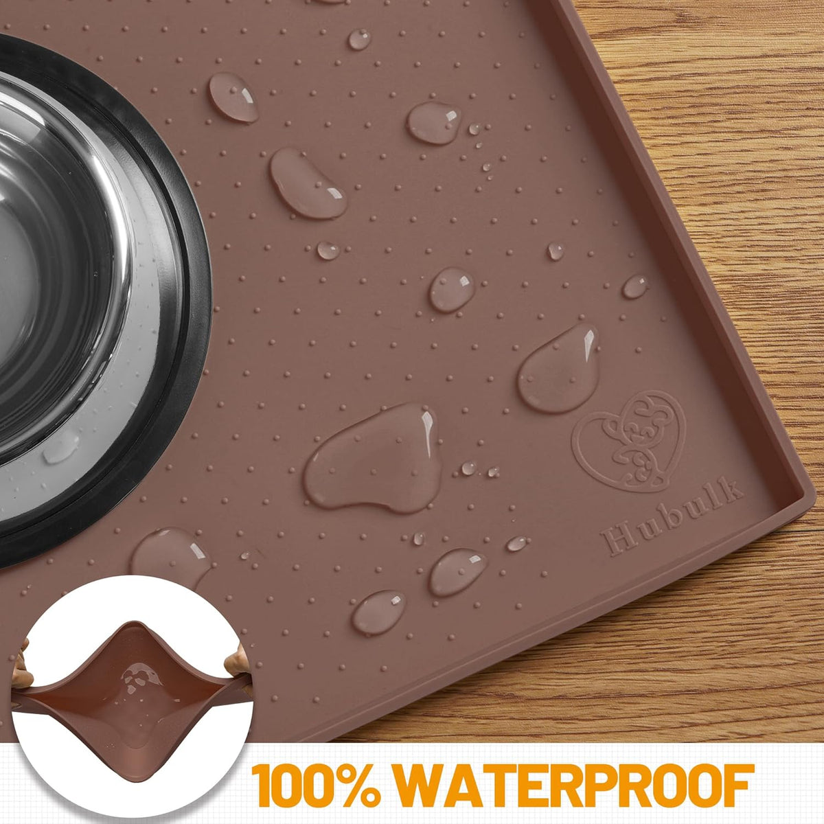 Hubulk Dog Feeding Mat,100% Waterproof Food Grade Silicone Pet Food and Water Bowl