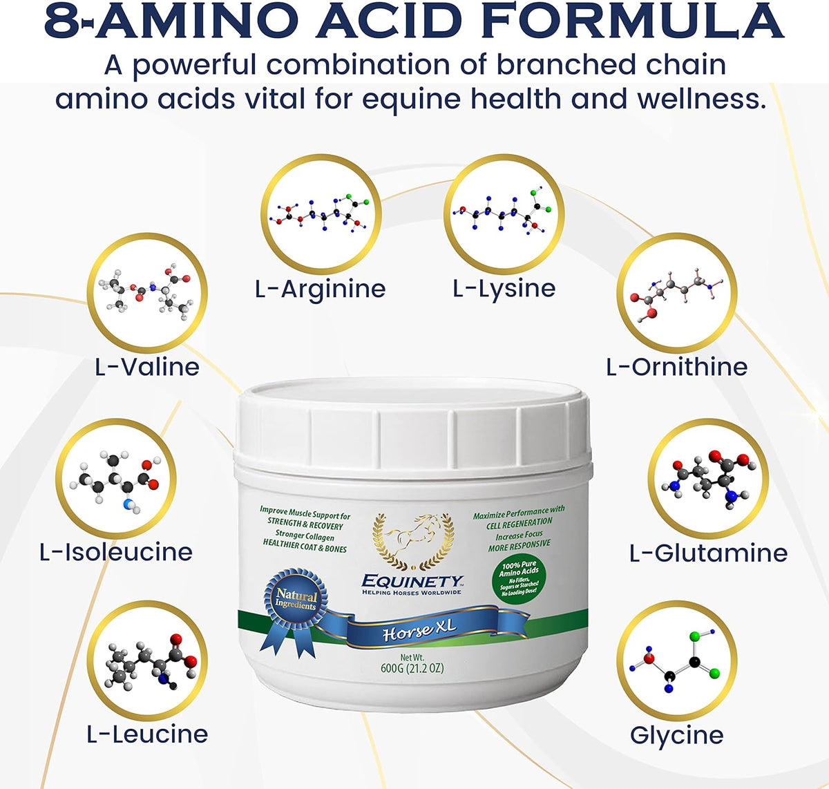 100-Day Supply Horse XL Supplements – Horse Care Weight Gain Supplement W/ 8 Amino Acids - No Soy