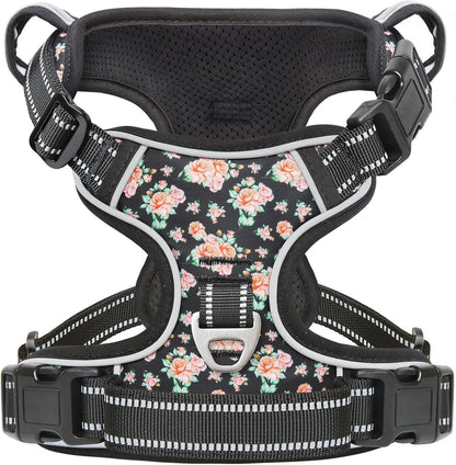 Timos Dog Harness, 3 Snap Buckles No-Pull Soft Padded Dog Vest with 2 Metal Leash Clips,Adjustable