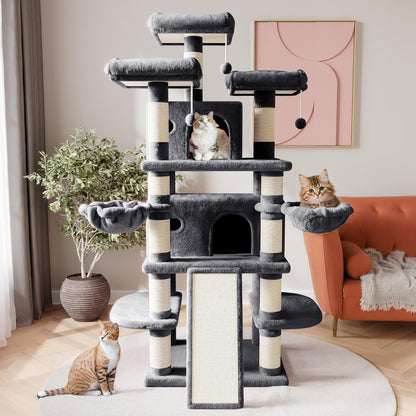 SHA CERLIN 68 Inches Multi-Level Large Cat Tree for Large Kitties/Big Cat Tower with Condo/Cozy