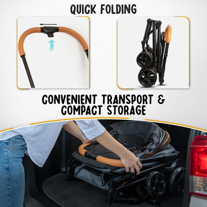 Double Pet Stroller with Detachable Carriers - Ideal for 2 Dogs or Cats - Compact & Convenient