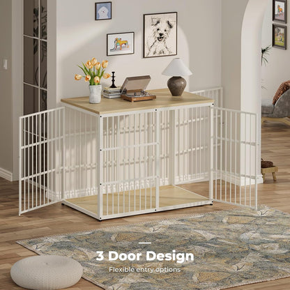 Lyromix 48'' XXL Dog Crate Furniture with 3 Doors,Wooden Crate End Table Heavy Duty Indoor