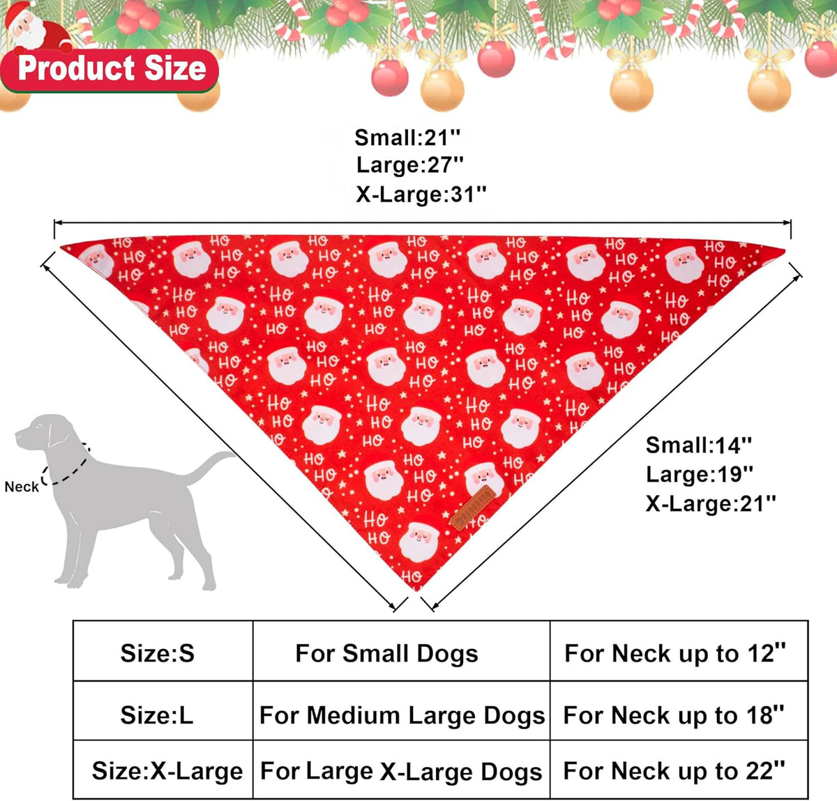 ADOGGYGO Christmas Dog Bandanas, Snowman Santa Xmas Pet Scarf, Multi Size Offered, Red Green