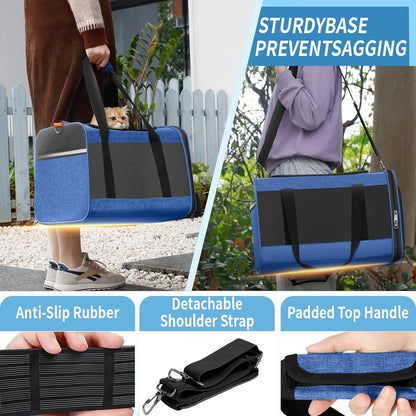 Pet Carrier Large Cats 20 lbs Top Load/Soft Sided Small Dog Travel Carriers/Collapsible Carrier Bag