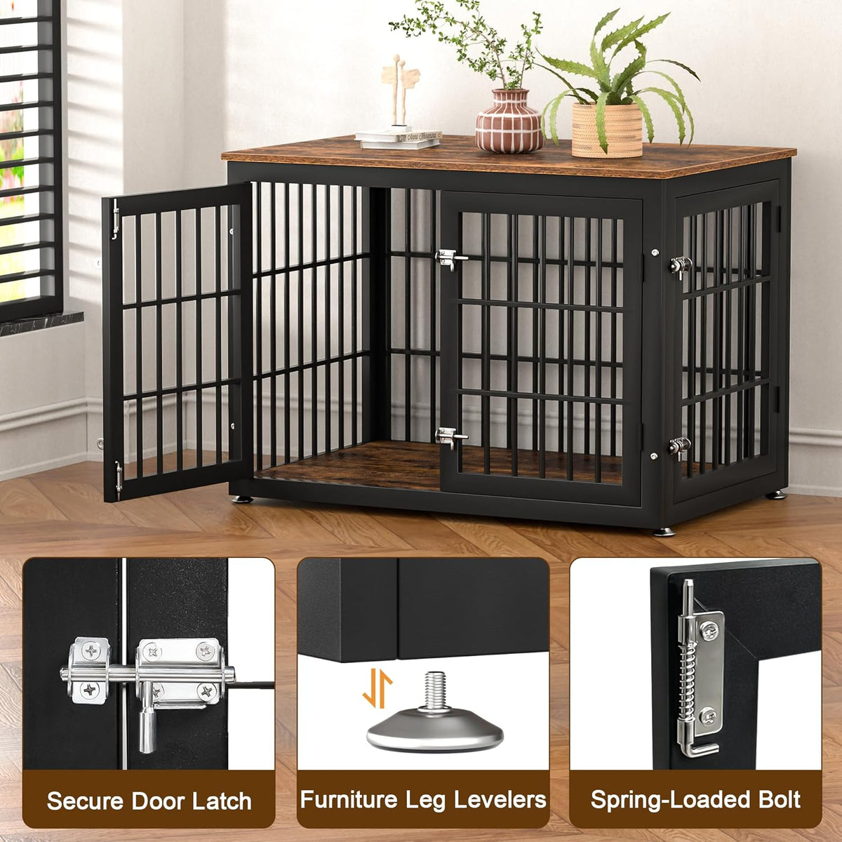 38 Inch Heavy Duty Dog Crate Furniture for Large and Medium Dogs, Decorative Pet House End Table