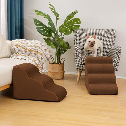 4-Step Dog Stairs and Ramp for Beds or Couches – Non-Slip Sturdy Pet Steps for Small Dogs and