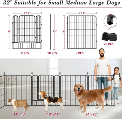Dog Playpen 32 inch 10 Panels Indoor Dog Pen for Medium/Small Dogs Heavy Duty Metal Dog Fence