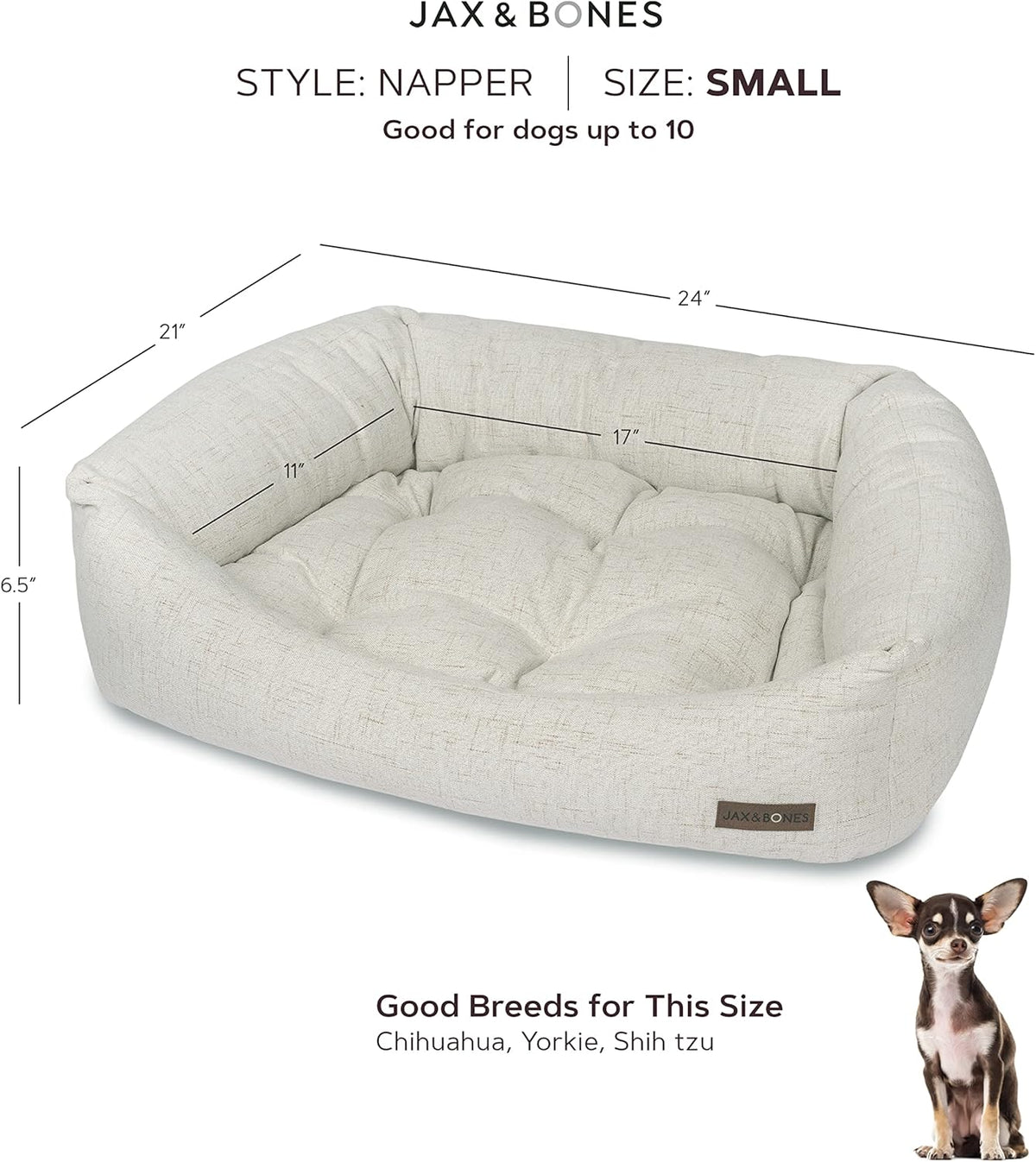 Jax & Bones Dog Napper - Machine Washable Shag Bed for Dogs - Extra Heavy Duty Bolstered Sides