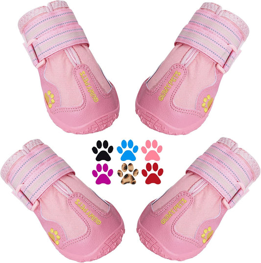 QUMY Dog Shoes for Large Dogs, Medium Dog Boots & Paw Protectors for Winter Snowy Day, Summer Hot