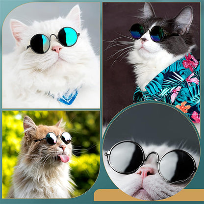 Dog Sunglasses Retro Pet Glasses Doll Glasses Classic Round Dog Glasses Metal Cat Puppy Eye Wear