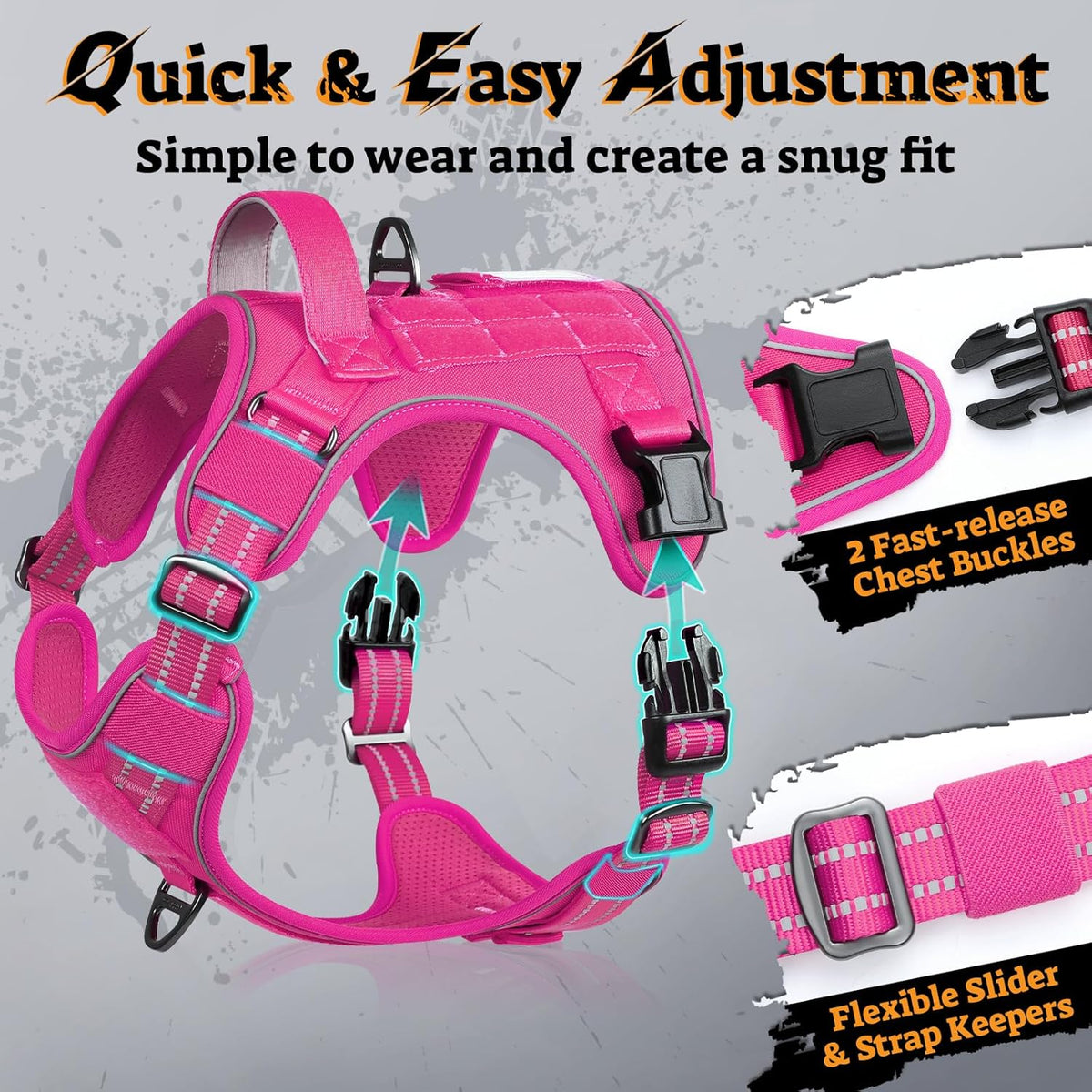 rabbitgoo Dog Harness Small Sized No Pull, Tactical Service Pet Vest with Molle and Control Handle