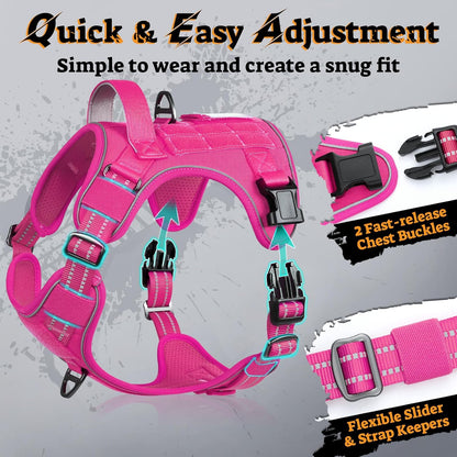 rabbitgoo Dog Harness Small Sized No Pull, Tactical Service Pet Vest with Molle and Control Handle