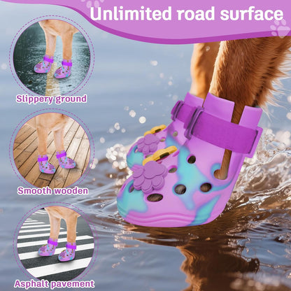 Dog Shoes for Hot Pavement, Adjustable Magic Tape Boots for Small, Medium & Large Dogs, Anti-Slip