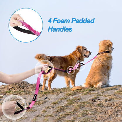 PetBonus Double Dog Leash, No Tangle Dual Leash, Reflective Walking Training Lead, 4 Comfortable