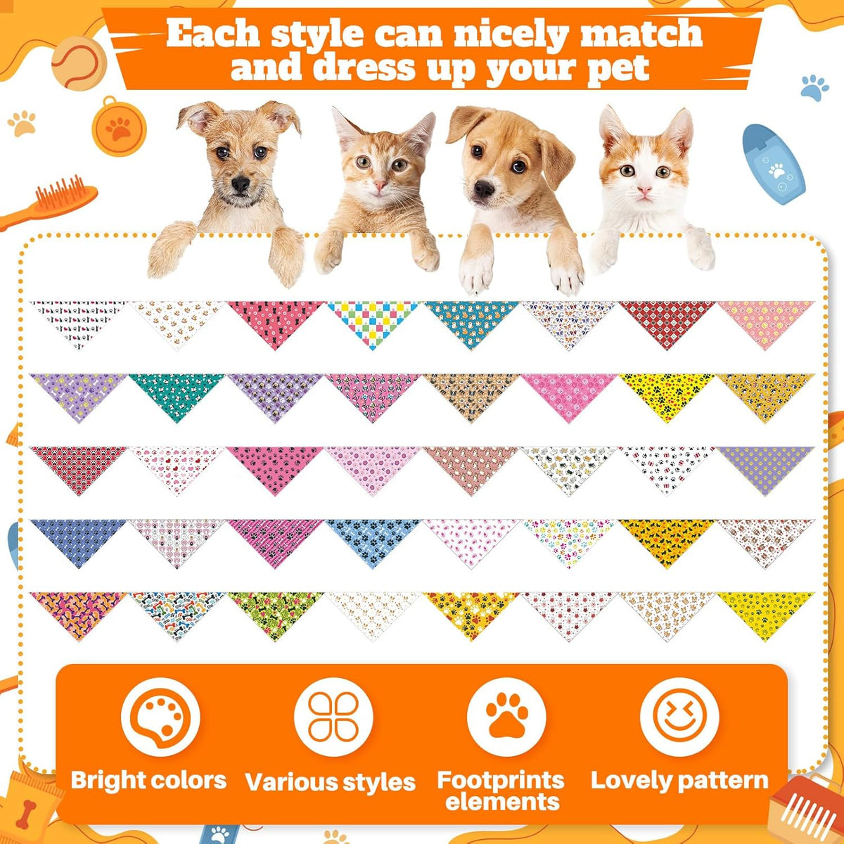 Sanwuta 120 Pcs Fall Dog Bandanas Bulk, Thanksgiving Scarves for Small Medium Large Dogs Cats