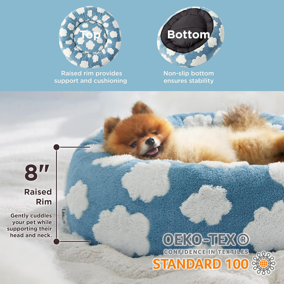 LE SURE Donut Small Dog Bed - Round Cat Beds for Indoor Cats Calming Pet Beds, Cute Modern Beds
