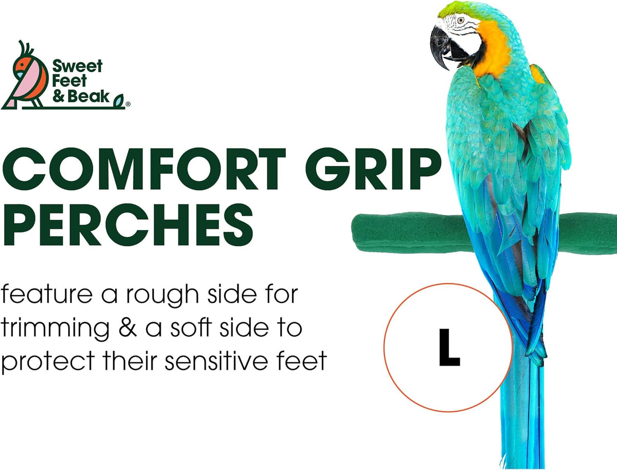 Comfort Grip Safety Perch for Bird Cages - Pedicure Perch for Birds to Keep Nails and Beaks in Top