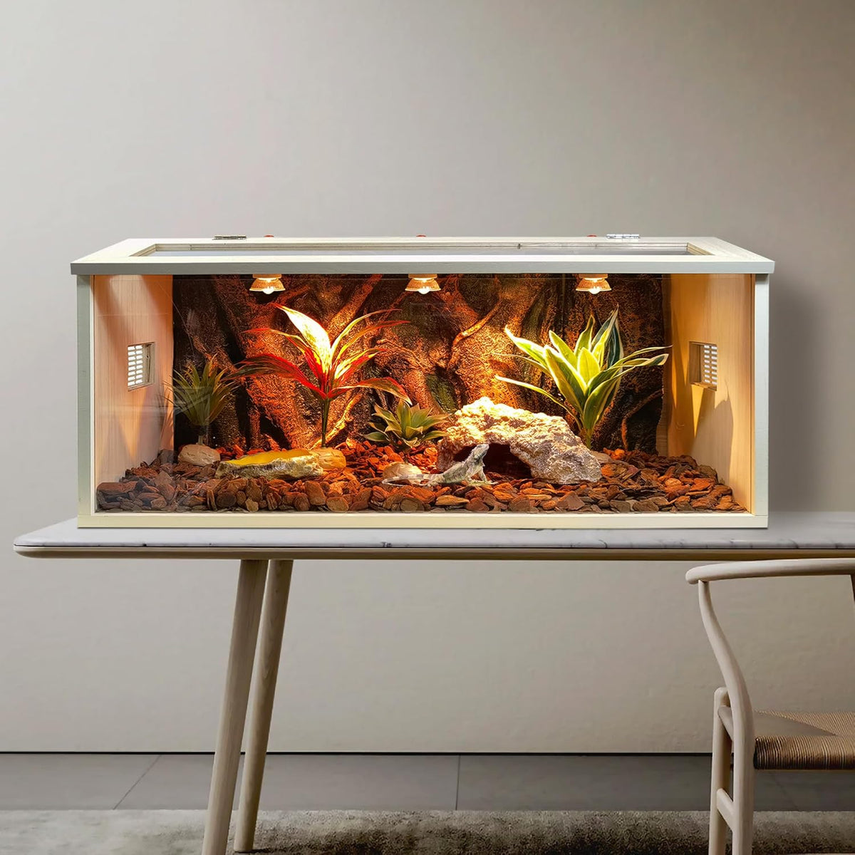 Prolee Bearded Dragon Tank, Reptile Enclosure, Snake Tank, Reptile Terrarium, Built-in Light