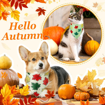 Abbylike 200 Pcs Fall Thanksgiving Dog Bandana Bulk Maple Leaves Bandana for Dogs Triangle Kerchief