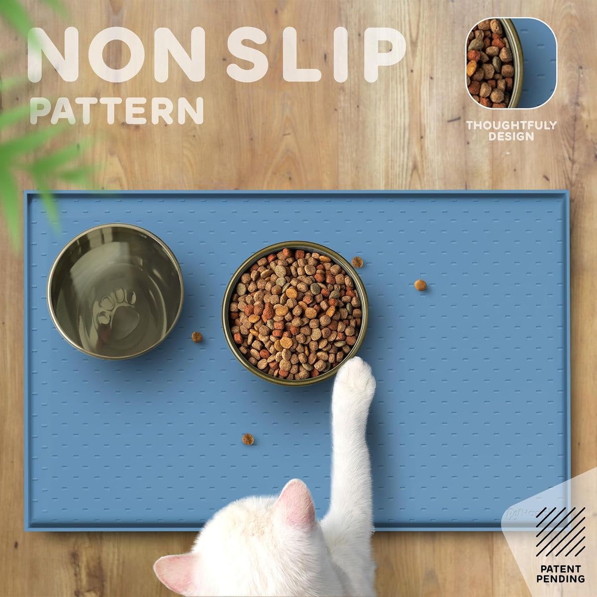 Dog Food Mat - Raised Edges Dogs Mat for Food and Water Prevent Spill, Waterproof Cat Food Mats