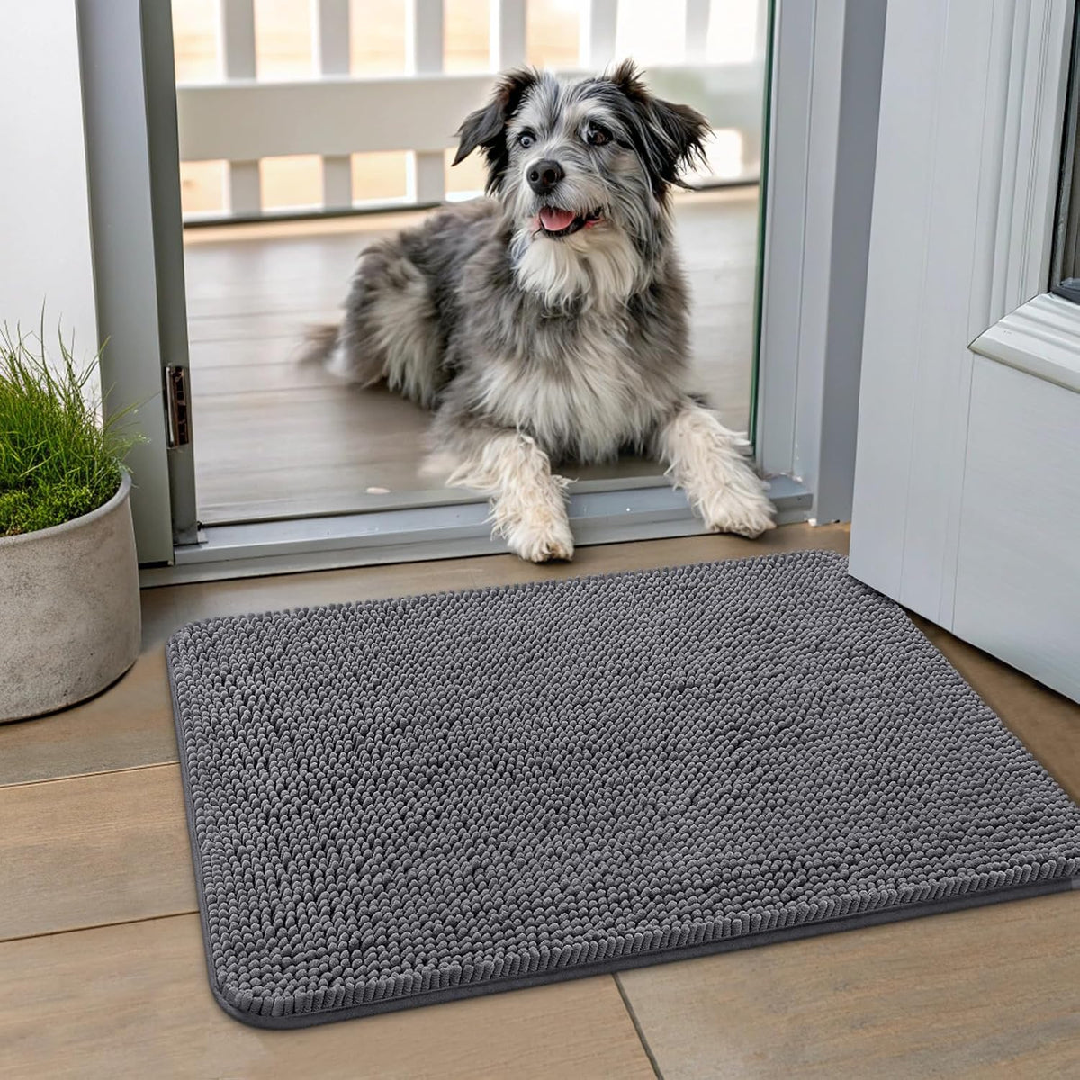 Smiry Dog Door Mat for Muddy Paws 24x16, Absorbs Moisture and Dirt Doormat, Non-Slip Washable Quick