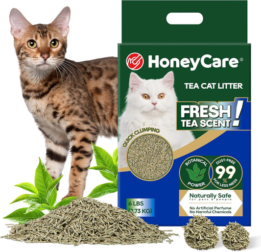 HoneyCare Tea Cat Litter | Natural Plant-Based Formula | Long-Lasting Odor Control | 99% Dust-Free