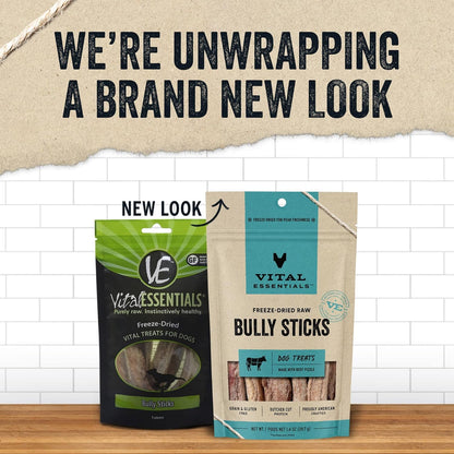 Vital Essentials Bully Sticks Dog Treats, 1.4 oz | Freeze-Dried Raw | Single Ingredient | Premium