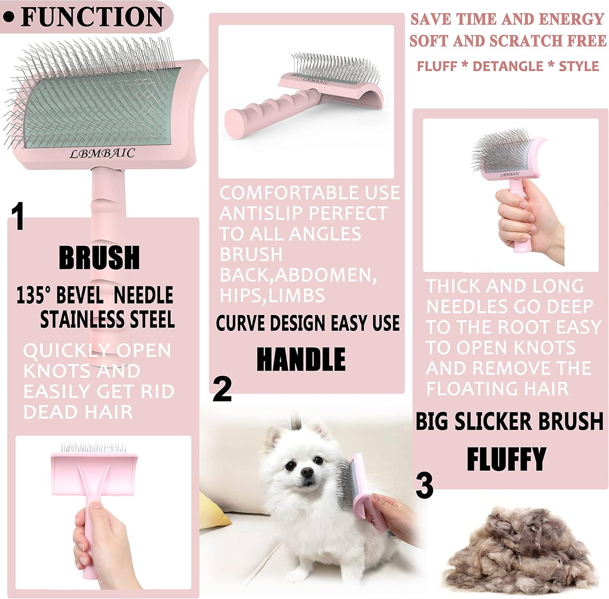 Super Dense Soft Slicker Brush for Thick and Long Fur Dogs - Grooming Brush for Fluff, Shedding