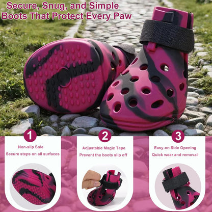 Dog Shoes for Hot Pavement and Snow, Silicone Dog Booties for Small Medium Large Dogs, Waterproof