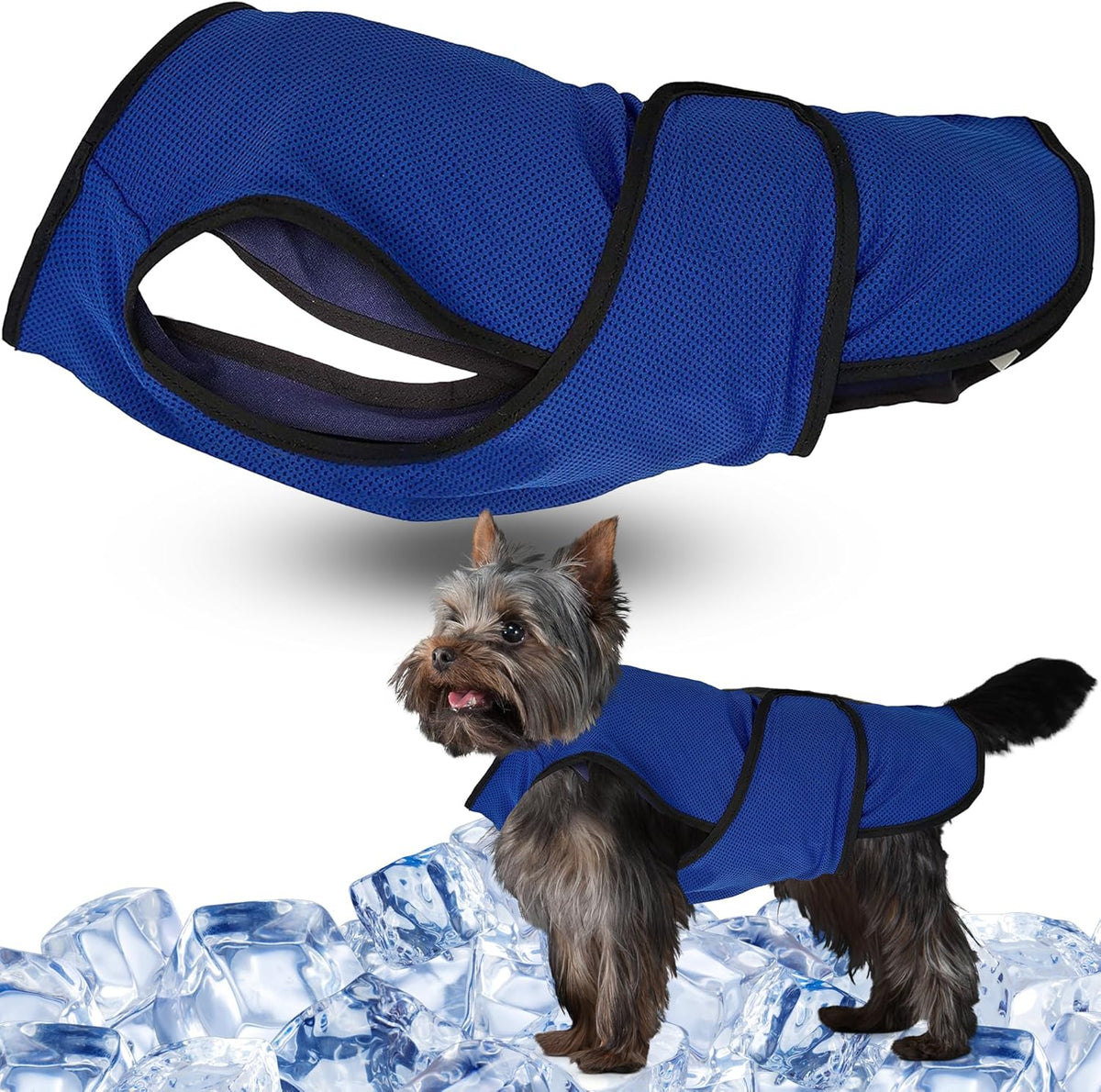 Dog Cooling Vest – Lightweight Summer Jacket for Dogs with Zip Neck & Velcro – Easy On/Off Cooling