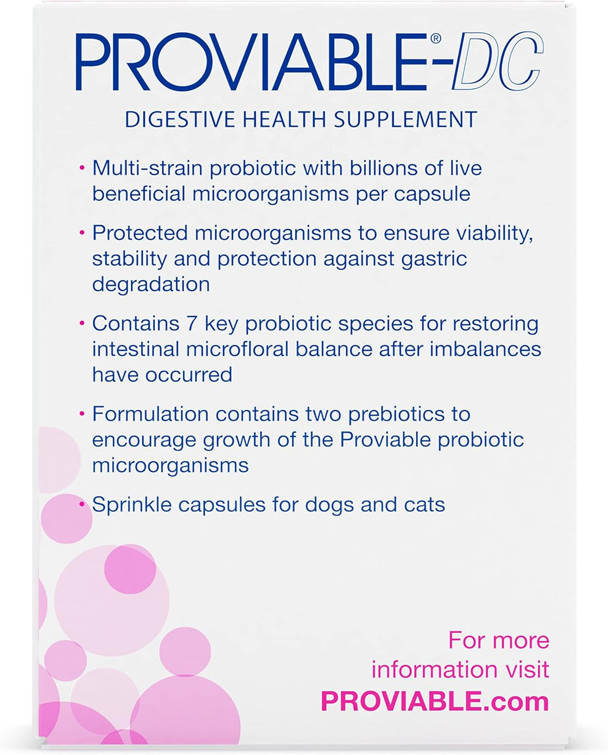 Nutramax Proviable Probiotics for Dogs and Cats, Daily Digestive Health Supplement with Multiple