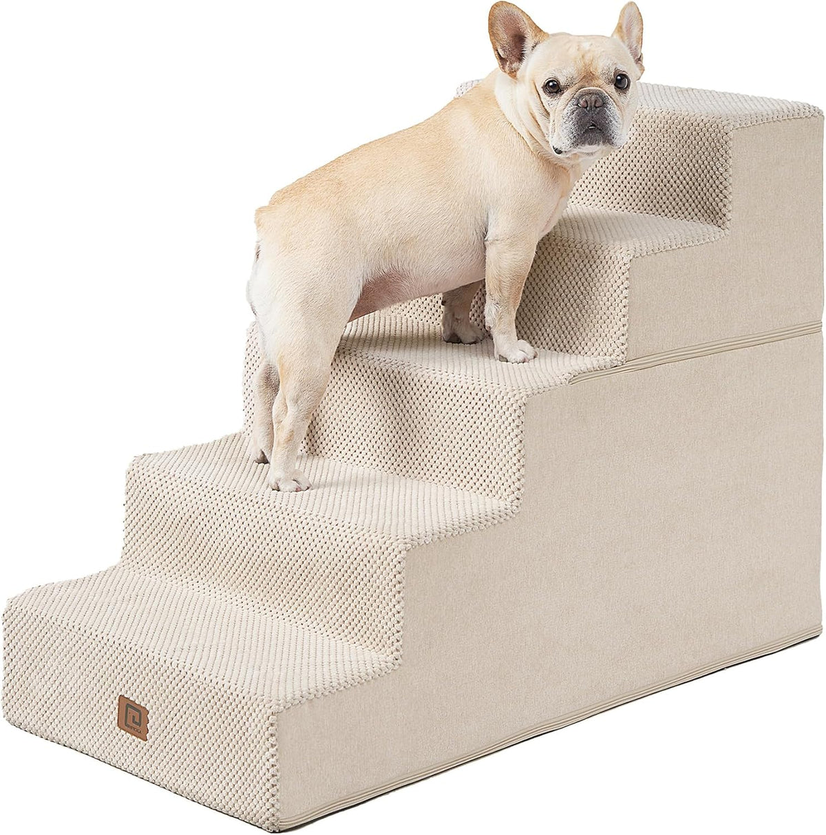 EHEYCIGA Dog Stairs for High Bed 25" H, 5-Step Extra Wide Dog Steps for Bed, Pet Steps for Small