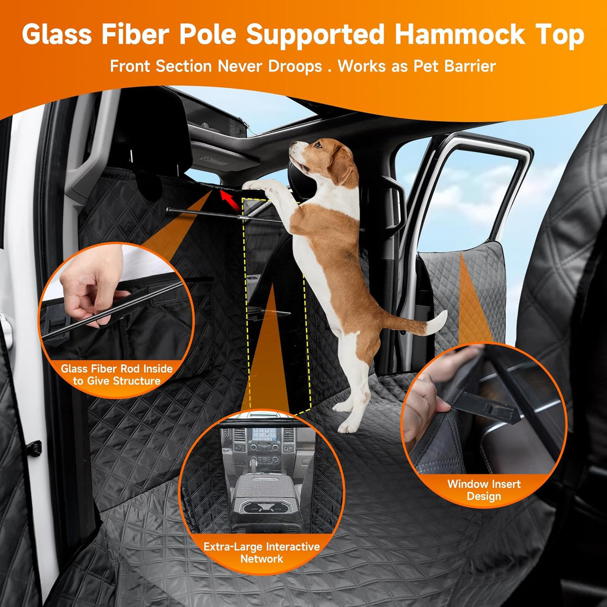 XL Dog Truck Seat Cover with Car Door Protector, for Trucks with Flip Up Rear Seats, Waterproof