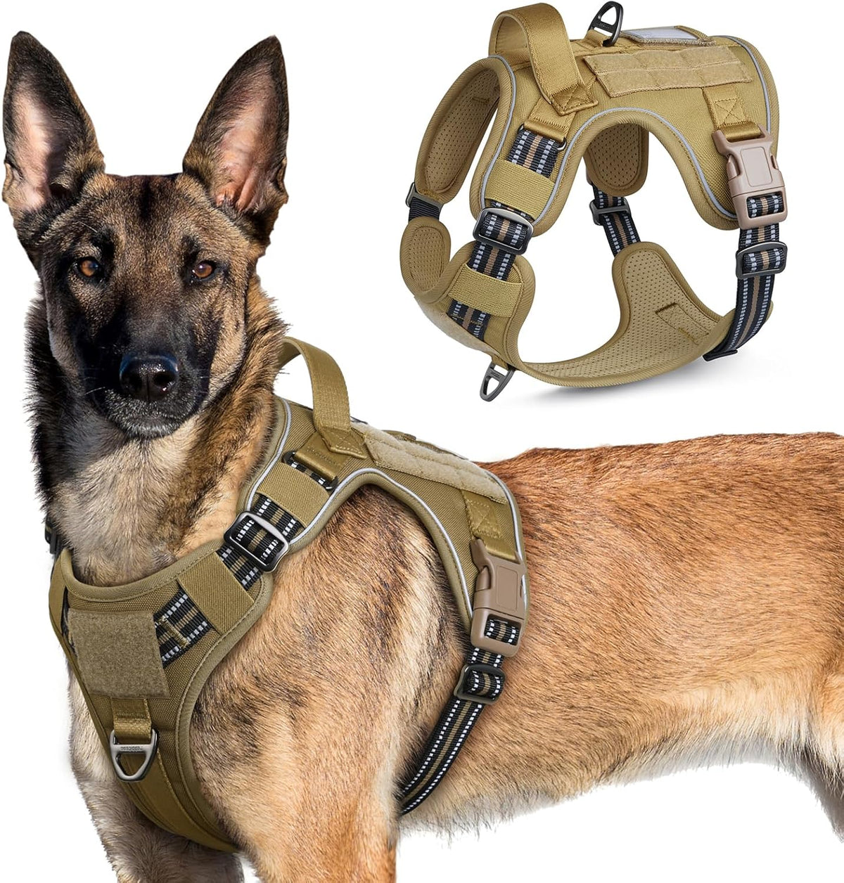 rabbitgoo Tactical Dog Harness for Large Dogs, No Pull Military Service Vest with Handle & Molle