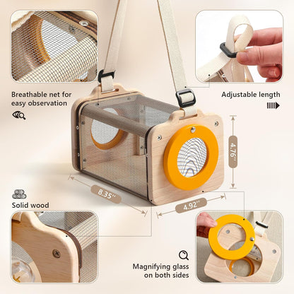Wooden Bug Catcher for Kids, 8-in-1 Insect Exploration Set with Butterfly Net, Magnifying Glass