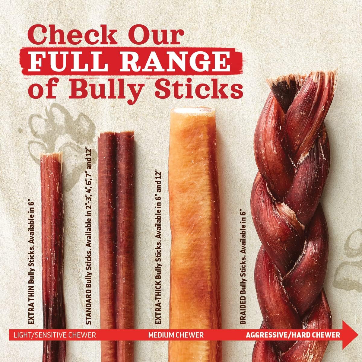 Natural Farm Odor-Free Thin Bully Sticks (12”, 25-Pack) All-Natural Long-Lasting Dog Chews, 100%