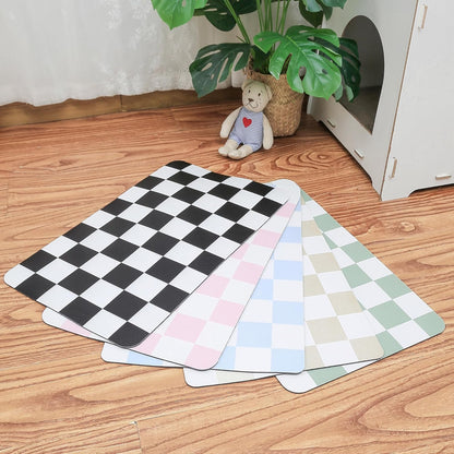 Ralxion Checkered Dog Feeding Mat, Absorbent Mats for Dog Food and Water Bowl, Dispenser, Modern