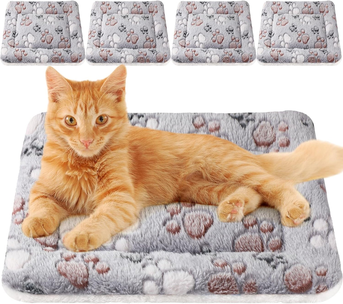 Tuanse 4 Pack Ultra Soft Dog Cat Bed Mat with Cute Prints Reversible Fleece Dog Crate Kennel Pad