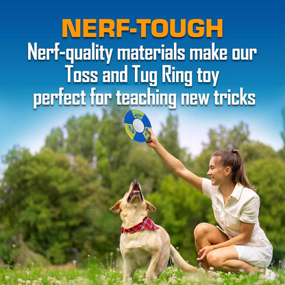 Nerf Dog Trackshot Toss and Tug Ring Outdoor Dog Toy 2 Pack, 9 Inch Dog Tug and Fetch Toy, for