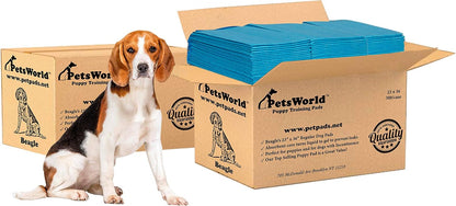 PETSWORLD Puppy Pads, 23x36 Inch, 600 Count - Puppy Pee Pads for Dogs, Tear Resistant, Economy