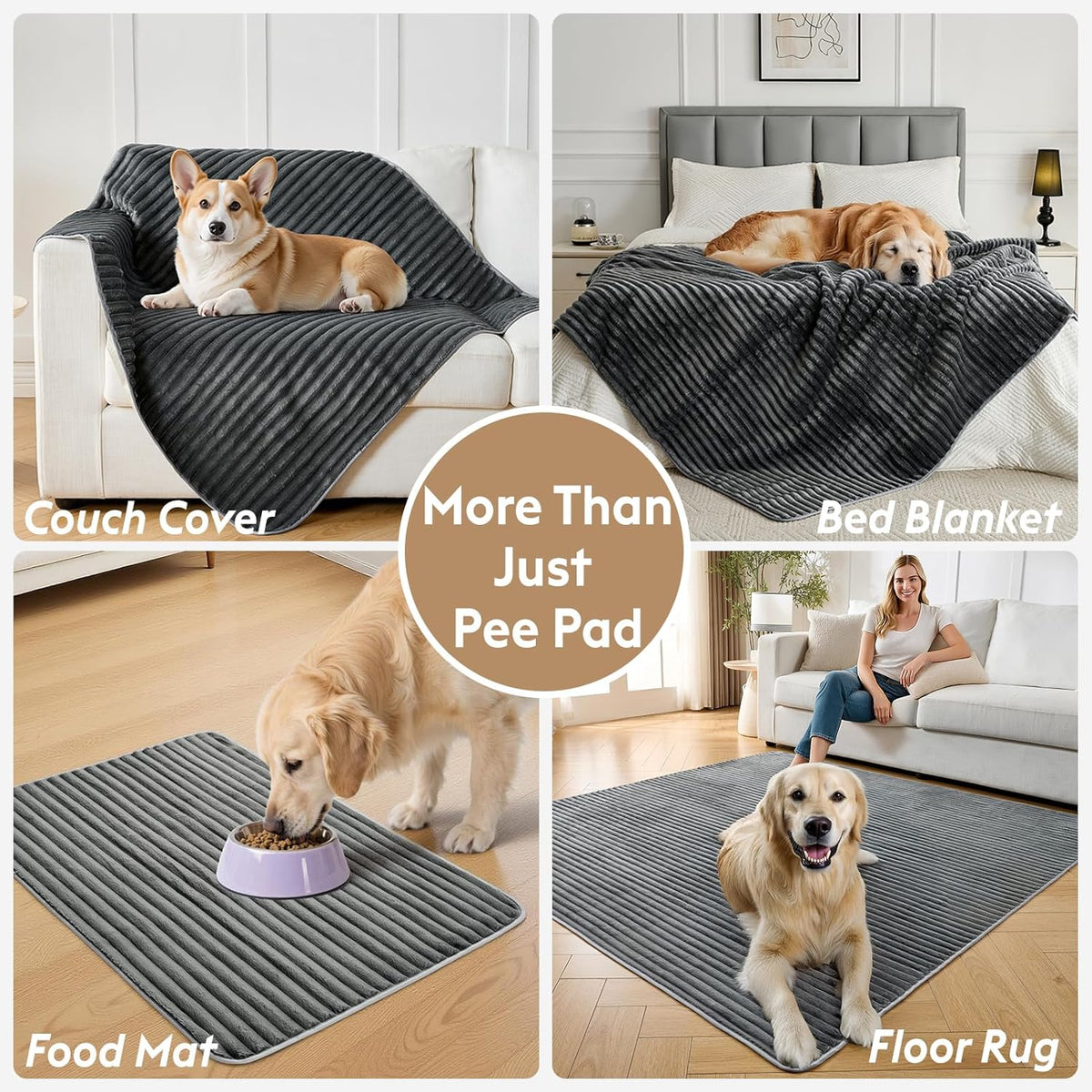 Flannel Washable Pee Pad for Dogs - 2 Pack Reusable Dog Pee Pads Extra Large, Fast Absorb Pet