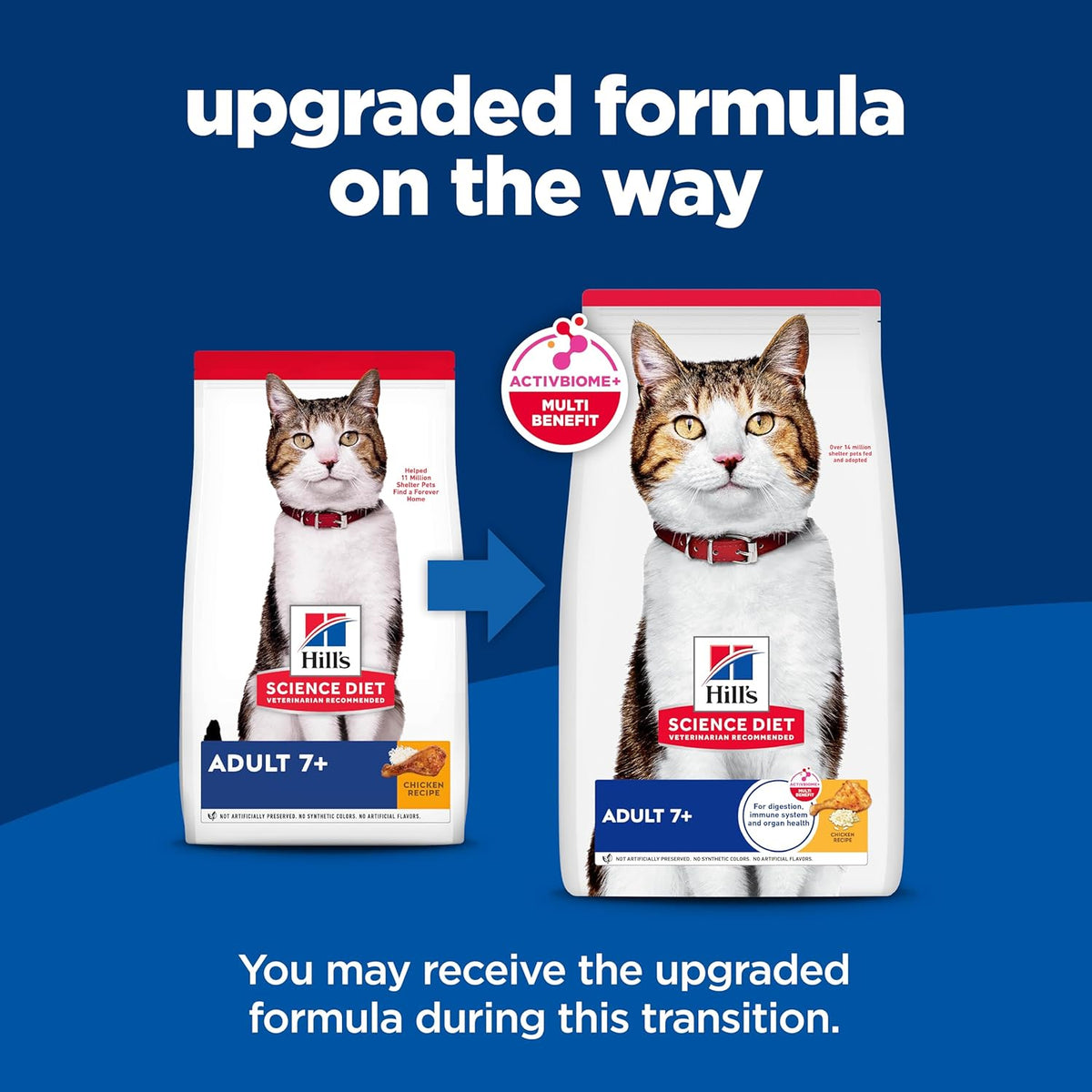 Hill's Science Diet Adult 7+, Senior Adult 7+ Premium Nutrition, Dry Cat Food, Chicken Recipe, 4 lb