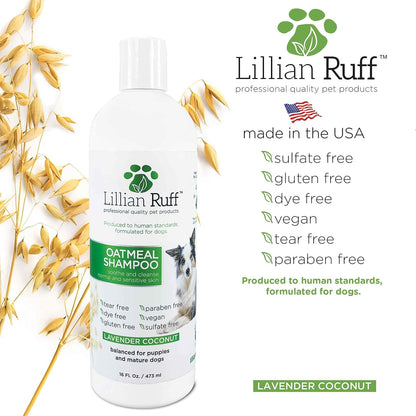 Lillian Ruff Calming Oatmeal Pet Shampoo for Dry Skin & Itch Relief with Aloe & Hydrating Essential