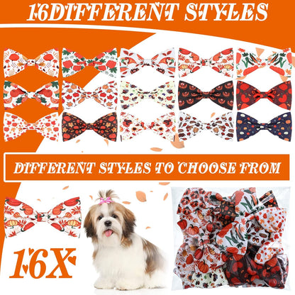 Weewooday 16 Pcs Dog Bow Ties Slide Pet Collar Bows Summer Hawaiian Styles Large Dog Collar