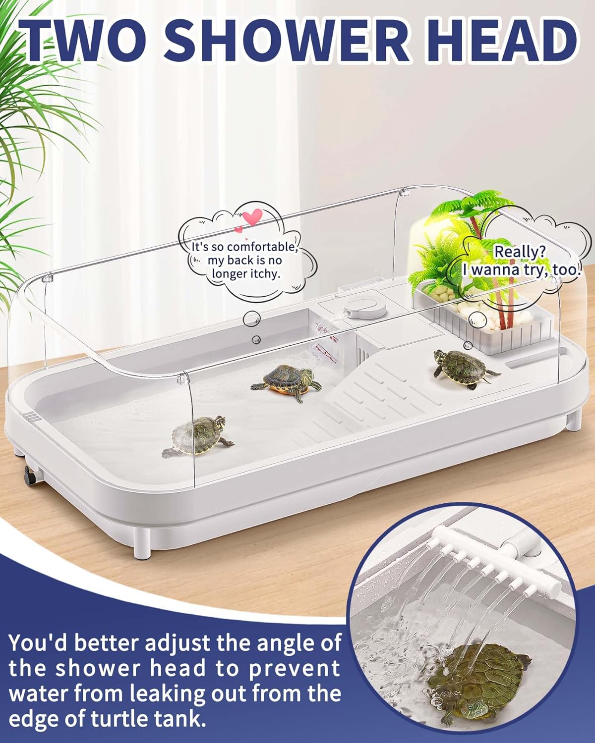 Large Turtle Tank with Water Pump, Acrylic Turtle Tank Starter Kit with Heightened and Curved